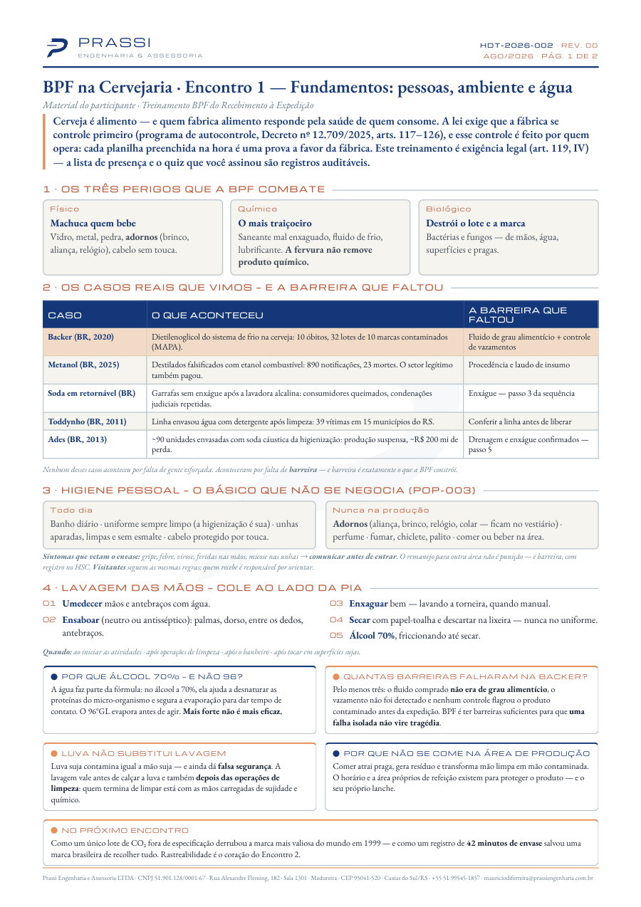 Primeira página de Boas Práticas de Fabricação — do Recebimento à Expedição